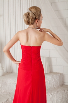 Modern A-line Full Length Red Chiffon Prom Dress With Frills 