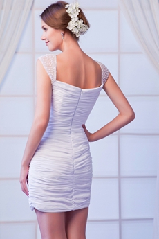 Sexy Straps Sheath Mini Length White Chiffon Cocktail Dress 
