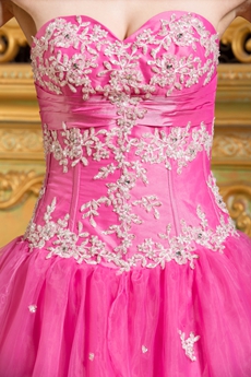 Pretty Sweetheart Hot Pink Organza Vestidos de Quinceanera Dress