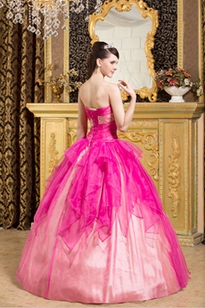 Attractive Fuchsia And Pink Rainbow Sweet 15 Dress 