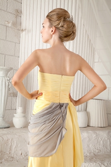 Noble Strapless Column Full Length Yellow And Gray Prom Dress 