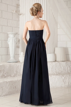 Delicate Sweetheart Empire Full Length Dark Navy Chiffon Mother Of The Bride Dress 