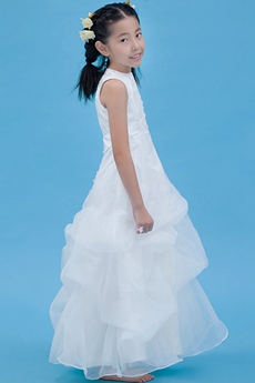 Jewel Neckline Ankle Length Organza Mini Wedding Dress 