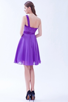 One Shoulder A-line Violet Chiffon Junior Bridesmaid Dress 