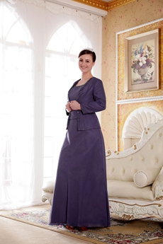 Ankle Length Column Purple Long Sleeves Jacket Mother Of The Bride Dress 