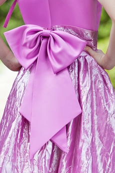 Tea Length Fuchsia Little Girls Pageant Dress With Handmade Flower 