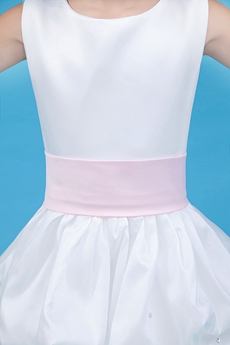 Jewel Neckline Full Length White Taffeta Mini Bridal Dress 