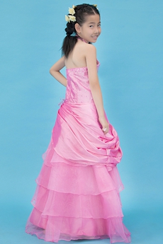 Top Halter Puffy Floor Length Hot Pink Little Girls Party Dress 