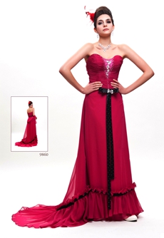 Sweetheart A-line Full Length Magenta Prom Dress 
