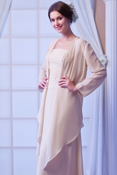 Ankle Length Column Strapless Chiffon Mother Of The Bride Dress 