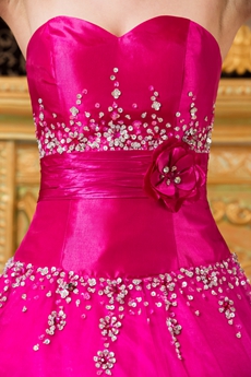 Classy Sweetheart Ball Gown Fuchsia Sweet 15 Dress Corset Back 