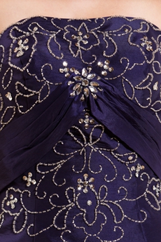 modest Strapless Royal Purple Taffeta Sweet XV Dress With Embroidery 