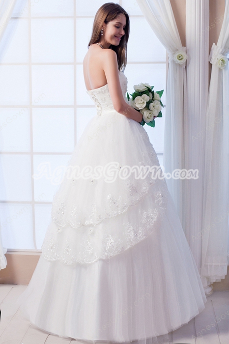 Sweetheart Ball Gown White Tulle Quinceanera Dress With Appliques 
