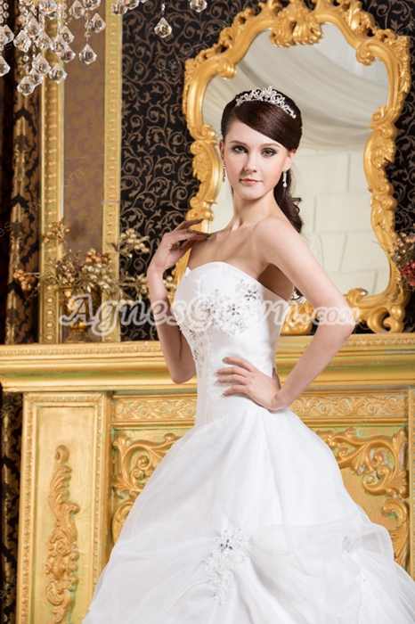 Simple White Organza Ball Gown 15 Quinceanera Dress 