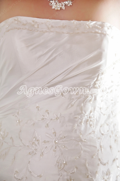Lace Up Back A-line Satin Plus Size Wedding Dress With Embroidery 