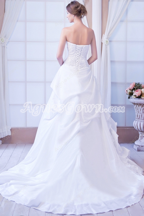 Magnificent Sweetheart Side Layered Wedding Dress Corset Back 