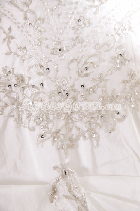 Embroidered Sweetheart A-line Plus Size Bridal Dress Corset Back 