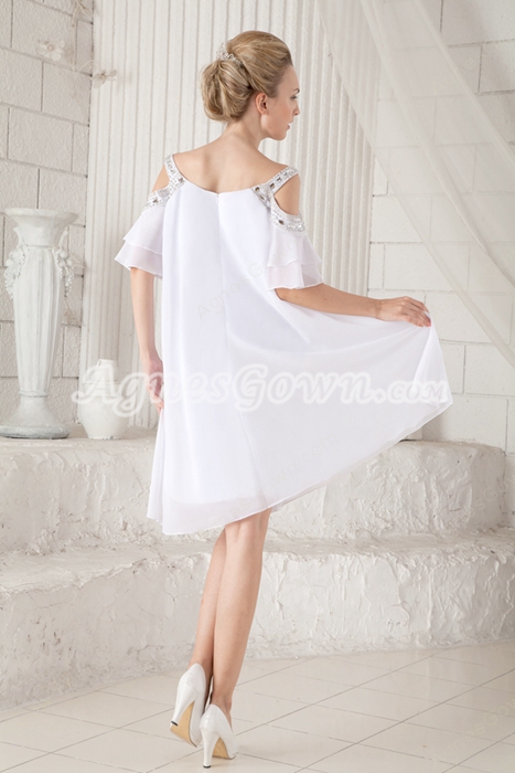 Off The Shoulder Emmpire Mini Length Informal Maternity Wedding Dress For Baby Shower