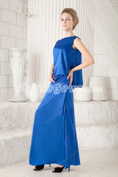 Ankle Length Column Royal Blue Mother Of The Bride Dress Backless 