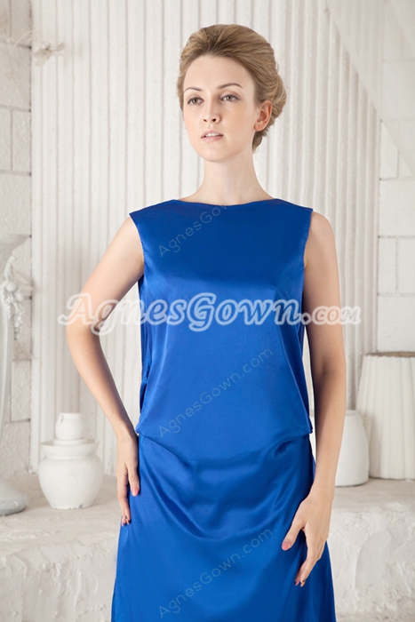 Ankle Length Column Royal Blue Mother Of The Bride Dress Backless 