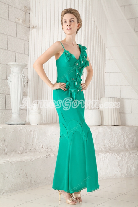 Graceful Sheath Ankle Length Green Chiffon Mother Of The Bride Dress 