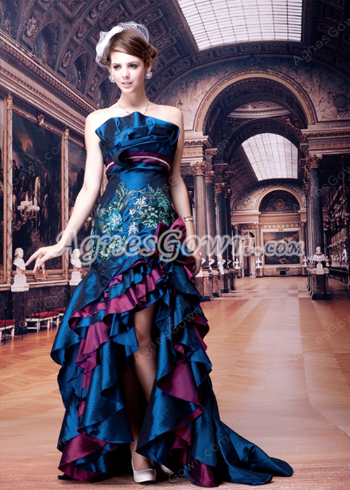 Royal Blue And Purple High Low Sweet 16 Dress 