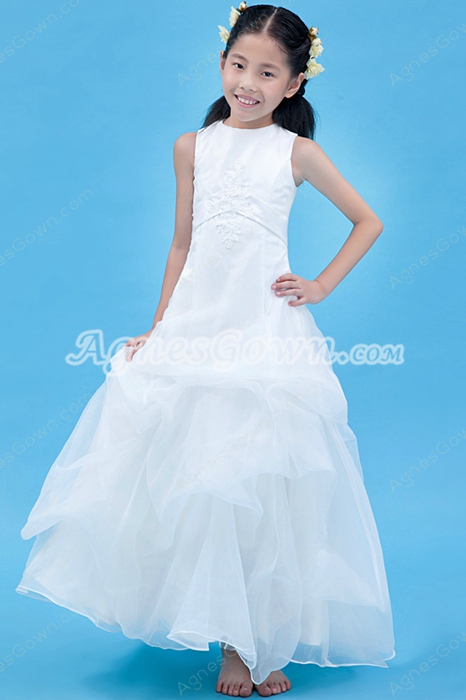 Jewel Neckline Ankle Length Organza Mini Wedding Dress 