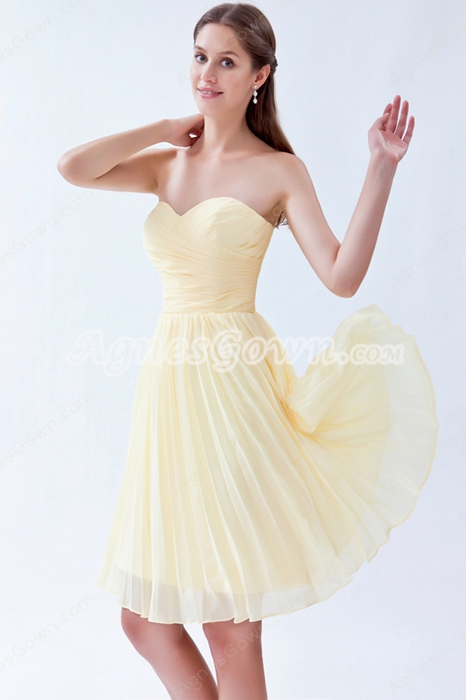 lovely Mini Length Daffodil Chiffon Bridesmaid Dress For Juniors 