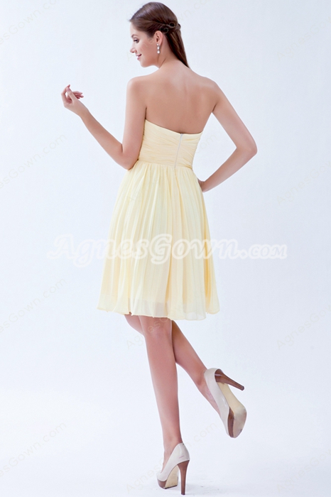 lovely Mini Length Daffodil Chiffon Bridesmaid Dress For Juniors 
