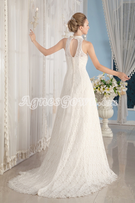 Cut Out Back A-line Ivory Lace Wedding Dress Two Pieces 