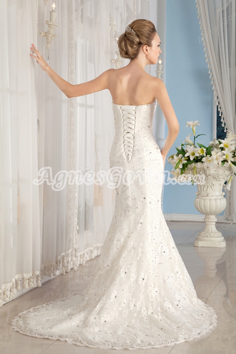 Luxury Mermaid Lace Wedding Dress With Exquisite Beads 