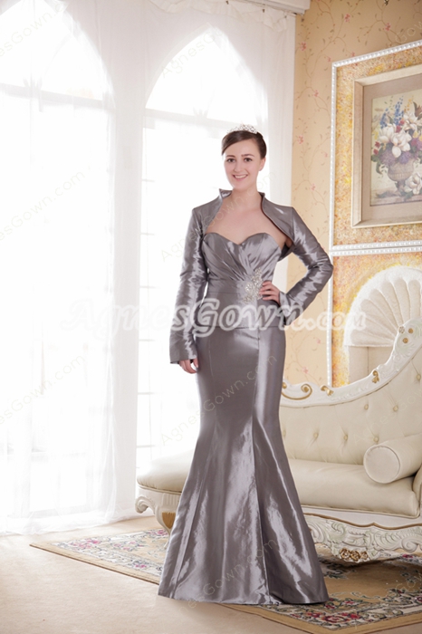Sweetheart Trumpet/Mermaid Silver Grey Plus Size Mother Dress With Jacket