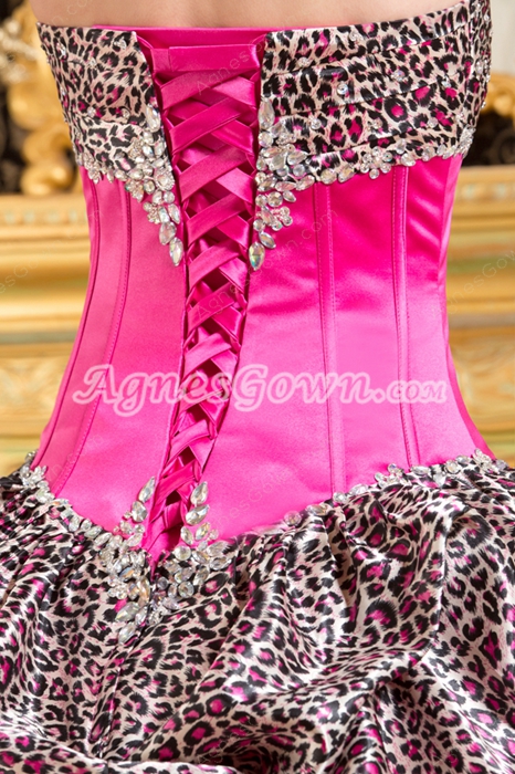 Breathtaking Colorful Fuchsia Leopard Quinceanera Dress 2016