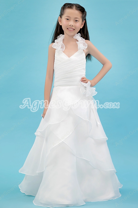 Classy Halter A-line Organza Mini Bridal Dress With Ruffles 