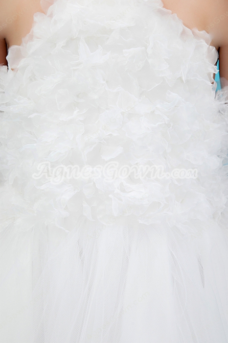 Puffy Ankle Length White Tulle Halter Flower Girl Dress 