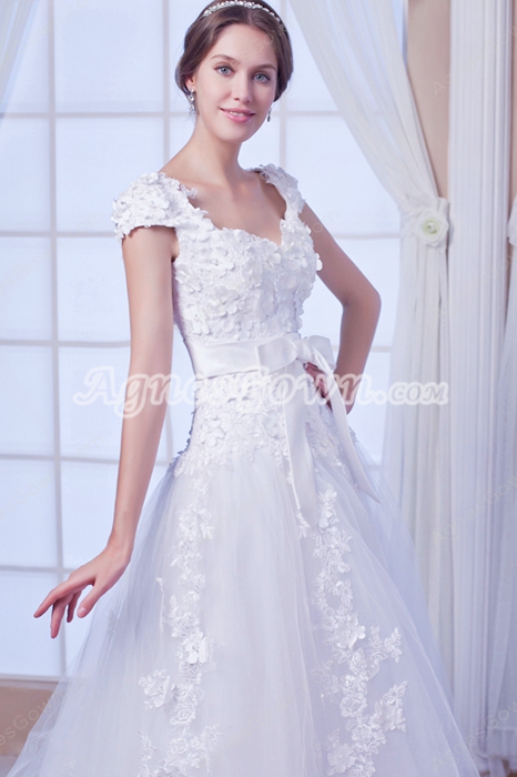 Desirable Double Straps Tulle Princess Wedding Dress With Lace 