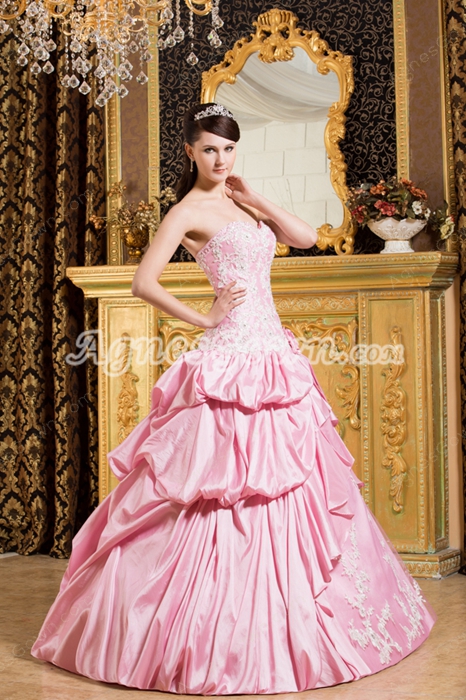 Beautiful Sweetheart Ball Gown Light Pink Quinceanera Dress Dropped Waist 