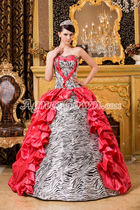 Zebra And Water Melon Sweet 15 Dress Multi Colored 