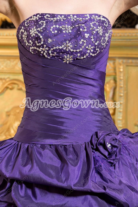 Strapless Ball Gown Taffeta Violet Sweet 15 Dress With Bolero 