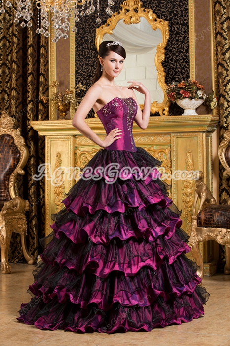 Vintage Maroon And Black Ball Gown Quinceanera Dress 2016