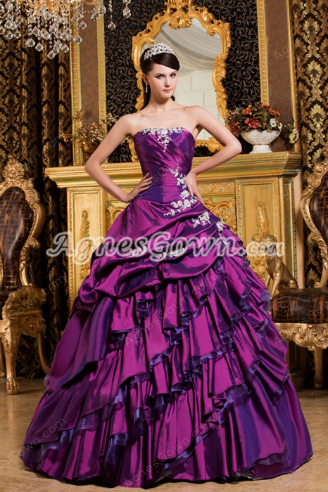 Gorgeous Purple Satin And Organza Ball Gown Quinceanera Dress 2016