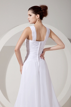 Special Scoop Neckline White Chiffon Summer Wedding Dress Cut Out Bodice 