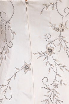 Spaghetti Straps A-line Embroidery Satin Wedding Dress 2016