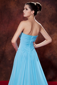 Noble Empire Full Length Blue Chiffon Matenrity Prom Gown 2016
