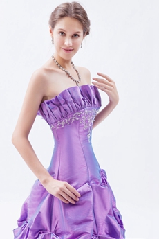 Pretty Strapless Taffeta Lilac Princess Quinceanera Dress 