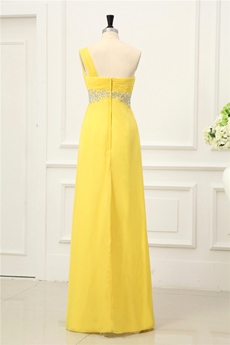Pretty One Shoulder A-line Daffodil Chiffon Bridesmaid Dress 