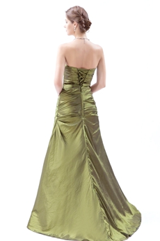 Sweetheart A-line Taffeta Green Prom Dress With Corset Back 