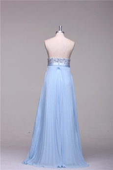 Pretty Strapless Empire Full Length Light Sky Blue Maternity Prom Dress With Beads 