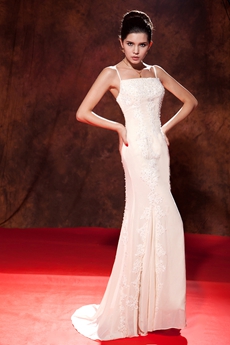 Stunning Spaghetti Straps A-line Ivory Engagement Evening Dress 