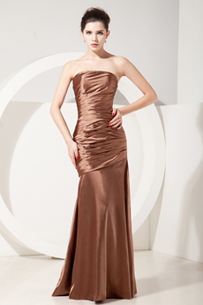 Exquisite Strapless Sheath Full Length Brown Mother Of The Bride Dress 